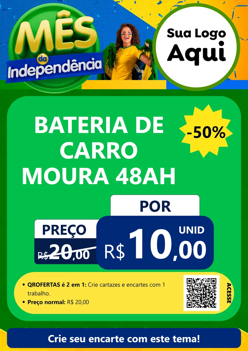 Modelo de Cartaz para Cartaz A4 Vertical com o tema Mês da Independência para Baterias Elétricas