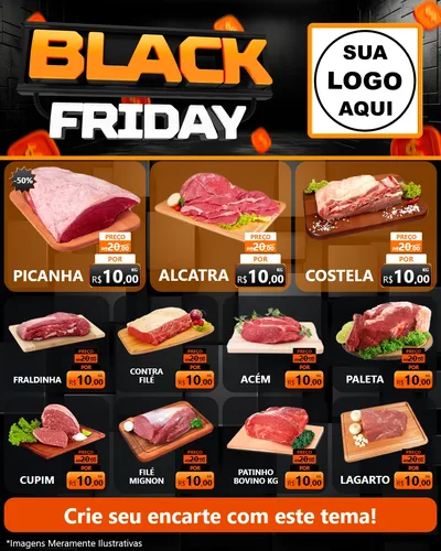 Modelo de Rede Social para Feed Instagram com o tema Black Friday para Açougue