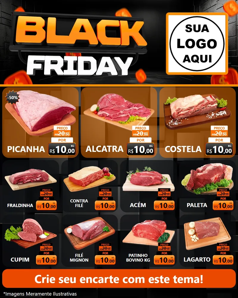 Modelo de Rede Social para Feed Instagram com o tema Black Friday para Açougue