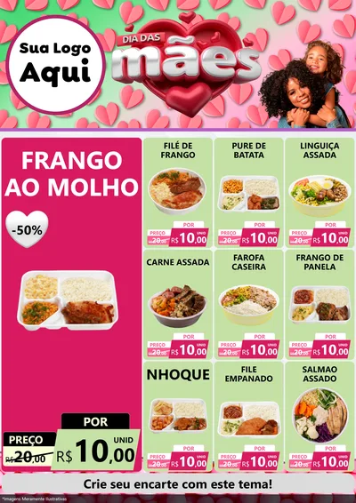 Modelo de Encarte para Encarte A4 Vertical com o tema Dia das Mães para Restaurante