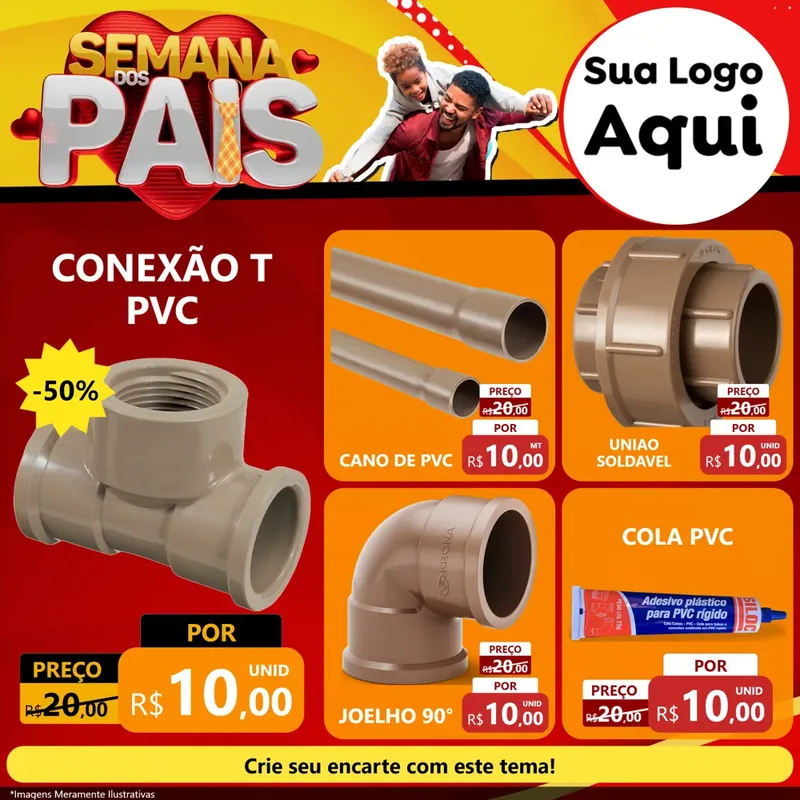 Modelo de Rede Social para Feed Facebook com o tema Semana Dos Pais para Tubos e conexões