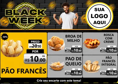 Modelo de Encarte para Encarte A4 Horizontal com o tema Black Week para Padaria