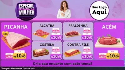 Modelo de TV para TV Horizontal com o tema Especial Semana da Mulher para Açougue