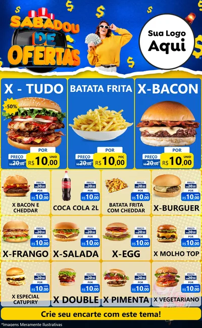 Modelo de Encarte para Encarte Grande com o tema Sabadou de Ofertas para Hamburgueria