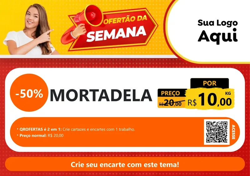 Modelo de Cartaz para Cartaz A4 Horizontal com o tema Ofertão da Semana para Frios e Laticínios