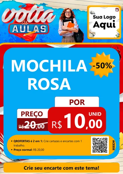 Modelo de Cartaz para Cartaz A4 Vertical com o tema Volta às Aulas para Papelaria