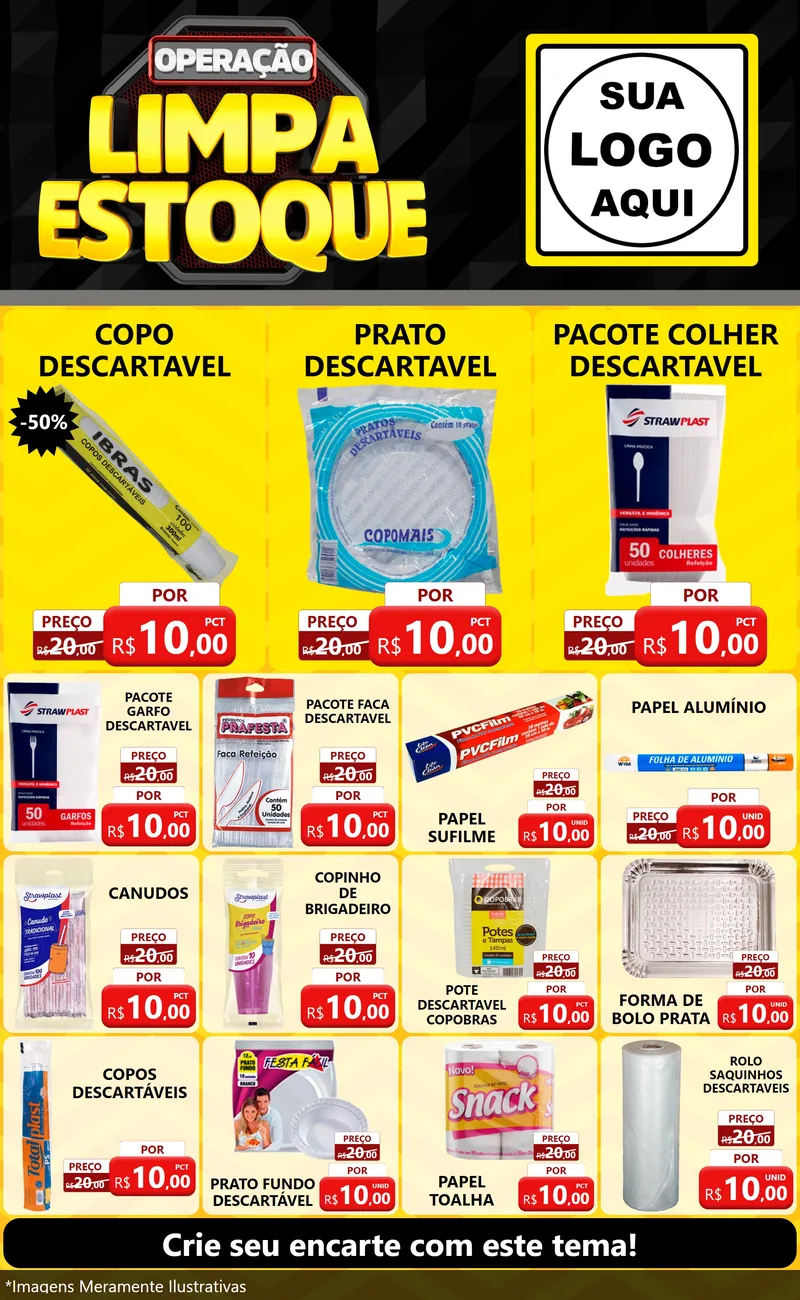 Modelo de Encarte para Encarte Grande com o tema Operação Limpa Estoque para Embalagens