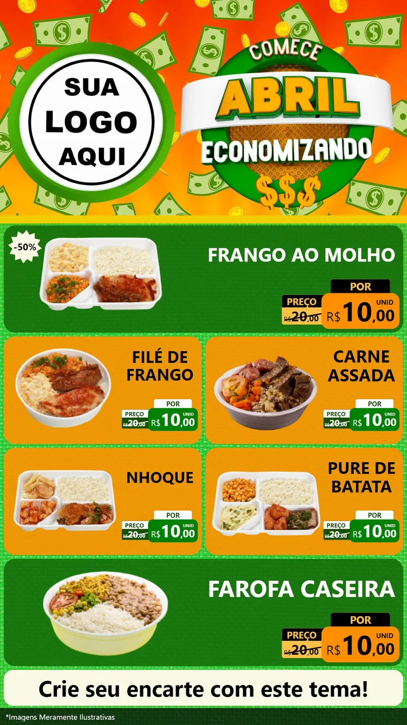Modelo de TV para TV Vertical com o tema Comece Abril Economizando para Restaurante