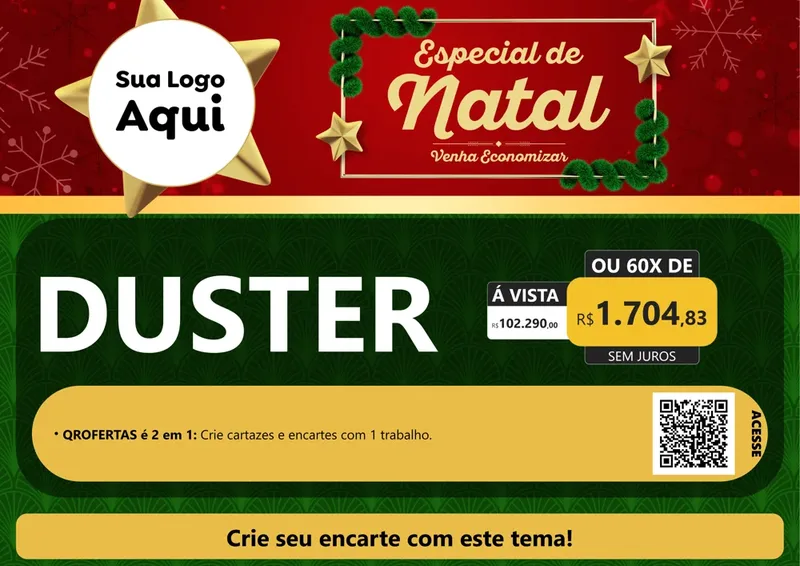 Modelo de Cartaz para Cartaz A4 Horizontal com o tema Especial de Natal para Concessionaria de Carros