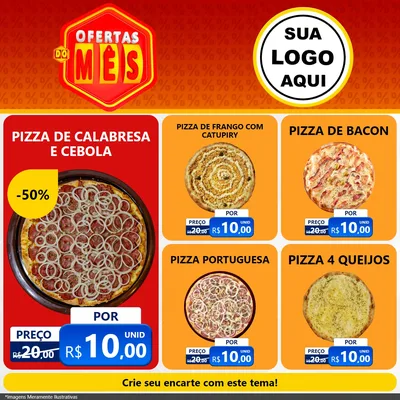 Modelo de Rede Social para Feed Facebook com o tema Ofertas do Mês para Pizzaria