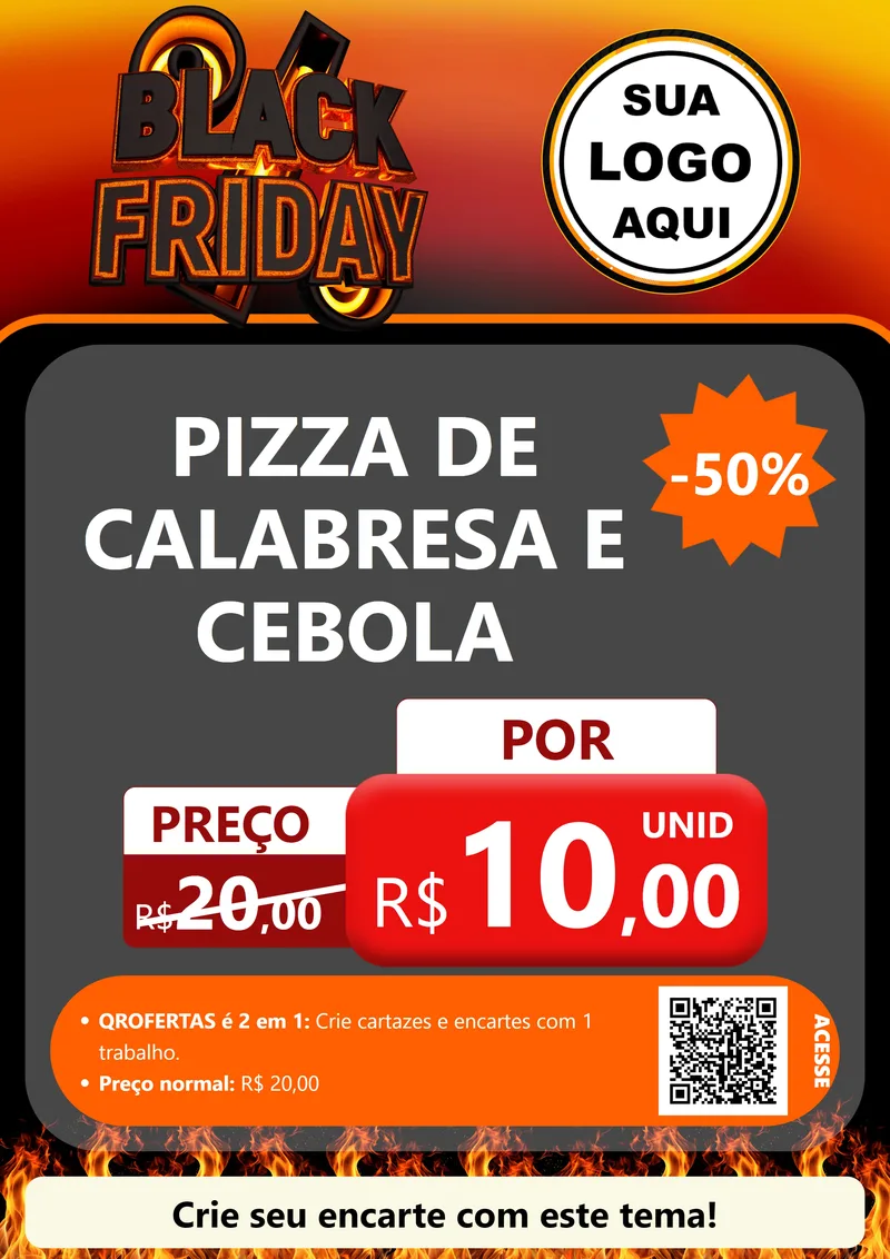 Modelo de Cartaz para Cartaz A4 Vertical com o tema Black Friday para Pizzaria