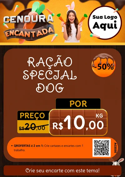 Modelo de Cartaz para Cartaz A4 Vertical com o tema Cenoura Encantada - Páscoa para Pet Shop