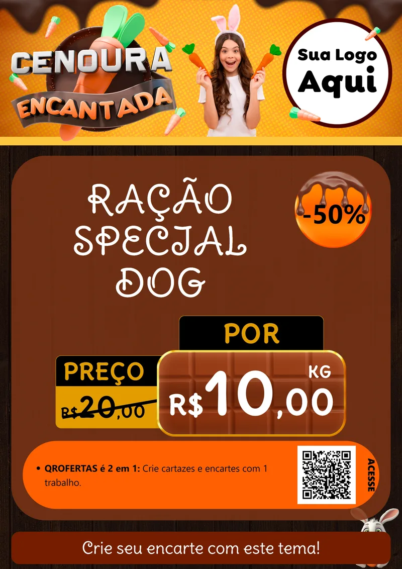 Modelo de Cartaz para Cartaz A4 Vertical com o tema Cenoura Encantada - Páscoa para Pet Shop