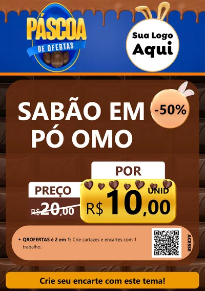 Modelo de Cartaz para Cartaz A4 Vertical com o tema Páscoa de Ofertas para Produtos de Limpeza