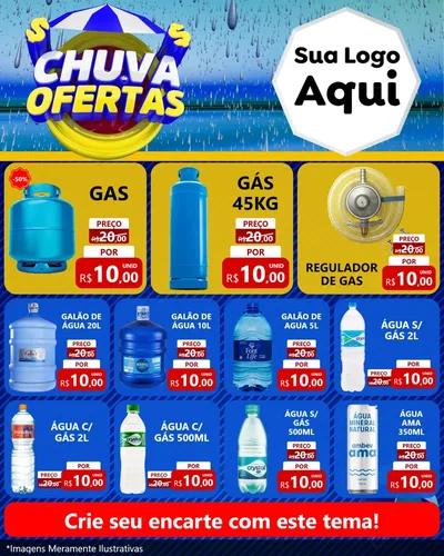 Modelo de Rede Social para Feed Instagram com o tema Chuva de Ofertas para Água e gás
