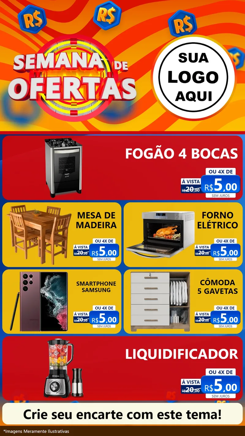 Modelo de TV para TV Vertical com o tema Semana de Ofertas para Móveis e Eletro