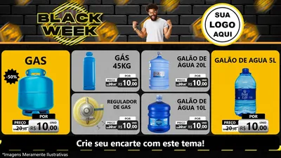 Modelo de TV para TV Horizontal com o tema Black Week para Água e gás