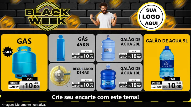 Modelo de TV para TV Horizontal com o tema Black Week para Água e gás