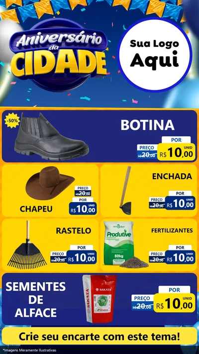 Modelo de TV para TV Vertical com o tema Aniversário da Cidade para Agropecuária
