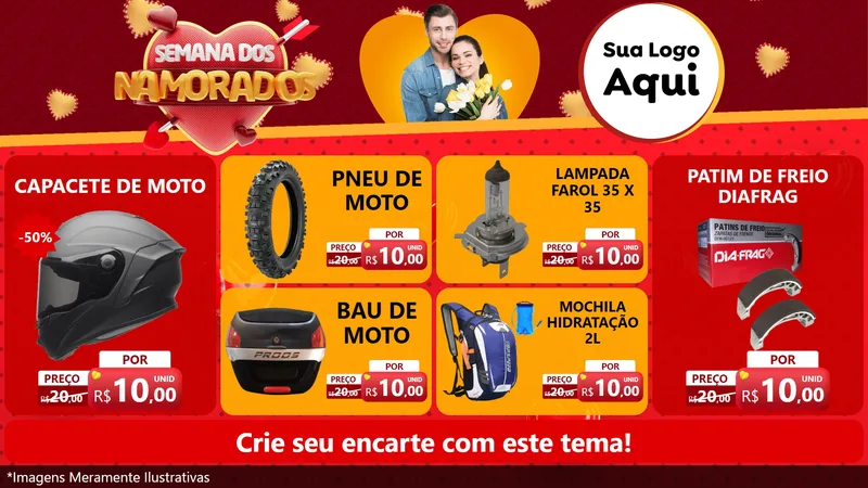 Modelo de TV para TV Horizontal com o tema Semana dos Namorados para Moto peças