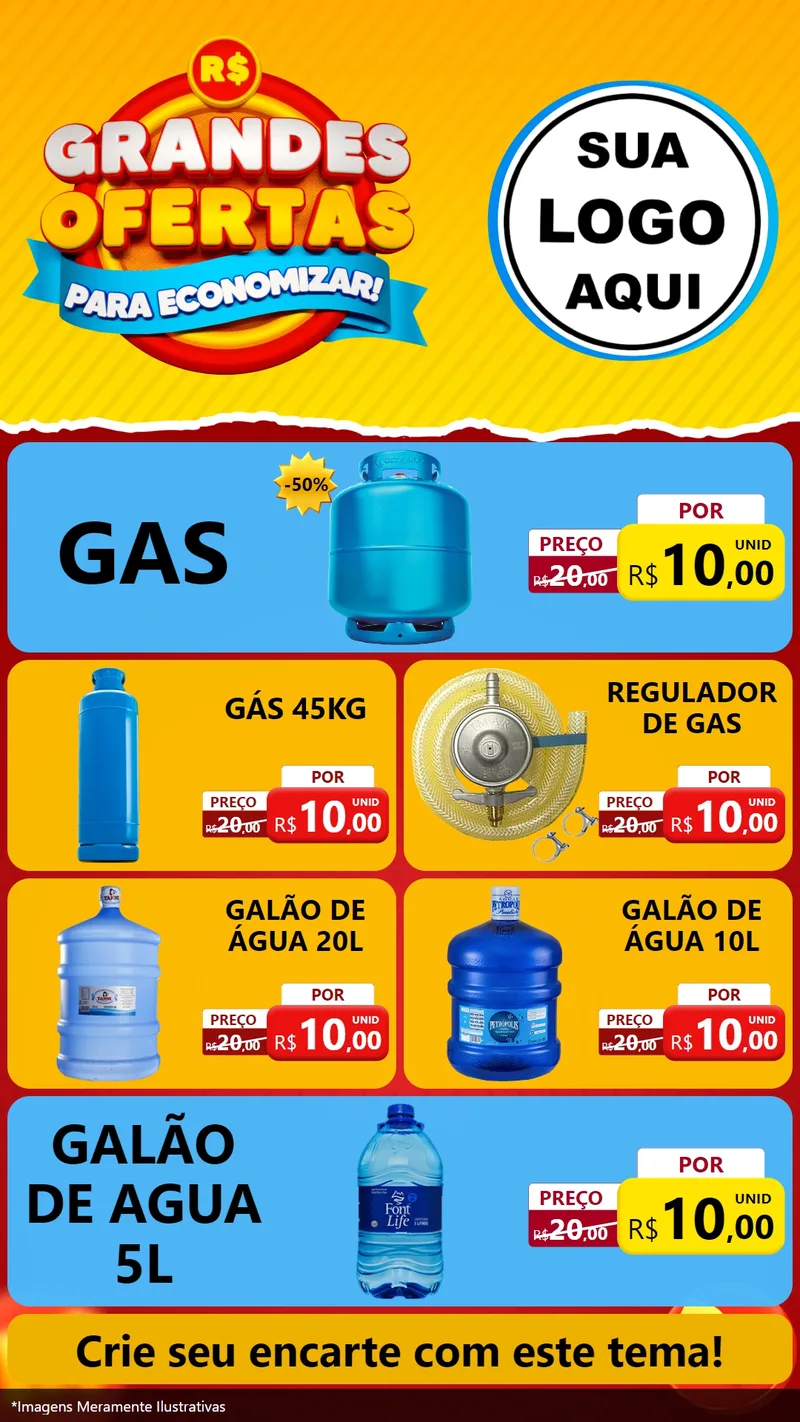 Modelo de TV para TV Vertical com o tema Grandes Ofertas Para Economizar! para Água e gás