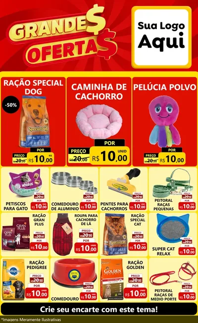 Modelo de Encarte para Encarte Grande com o tema Grandes Ofertas para Pet Shop