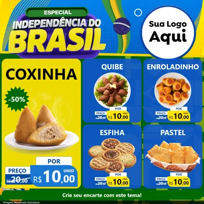 Modelo de Rede Social para Feed Facebook com o tema Especial Independência do Brasil para Salgadaria