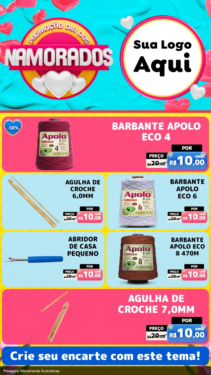 Modelo de TV para TV Vertical com o tema Promoção Dia dos Namorados para Armarinho e Aviamentos