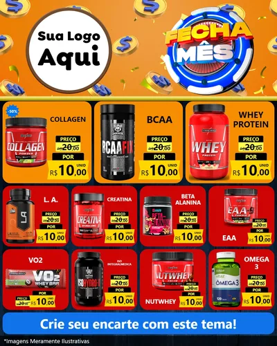 Modelo de Rede Social para Feed Instagram com o tema Fecha Mês para Suplementos alimentares