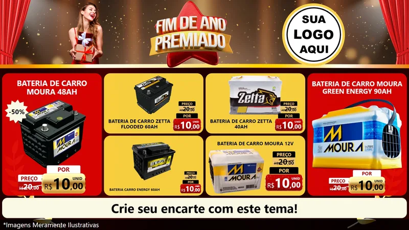Modelo de TV para TV Horizontal com o tema Fim de Ano Premiado para Baterias Elétricas