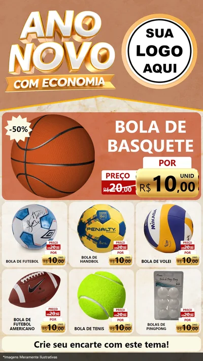 Modelo de Rede Social para Stories com o tema Ano Novo Com Economia para Artigos Esportivos