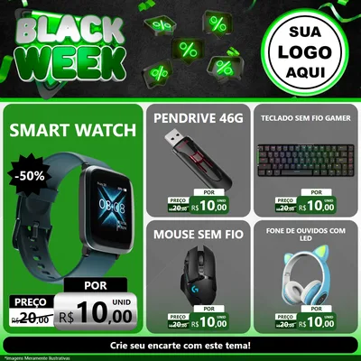 Modelo de Rede Social para Feed Facebook com o tema Black Week para Informática