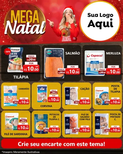 Modelo de Rede Social para Feed Instagram com o tema Mega Natal para Peixaria