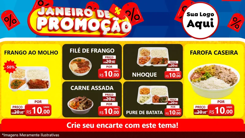Modelo de TV para TV Horizontal com o tema Janeiro de Promoção para Restaurante