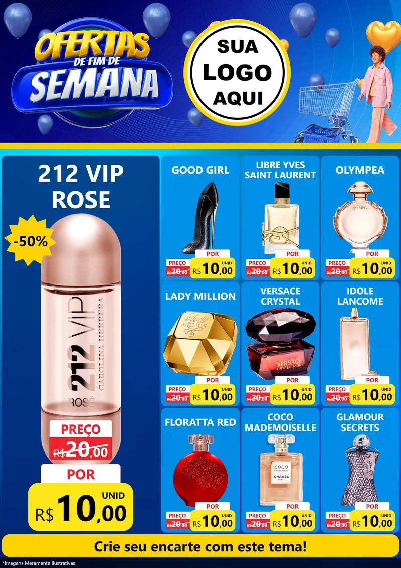 Modelo de Encarte para Encarte A4 Vertical com o tema Ofertas de Fim de Semana para Perfumes