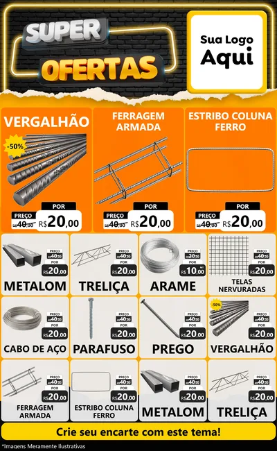 Modelo de Encarte para Encarte Grande com o tema Super Ofertas para Ferragens