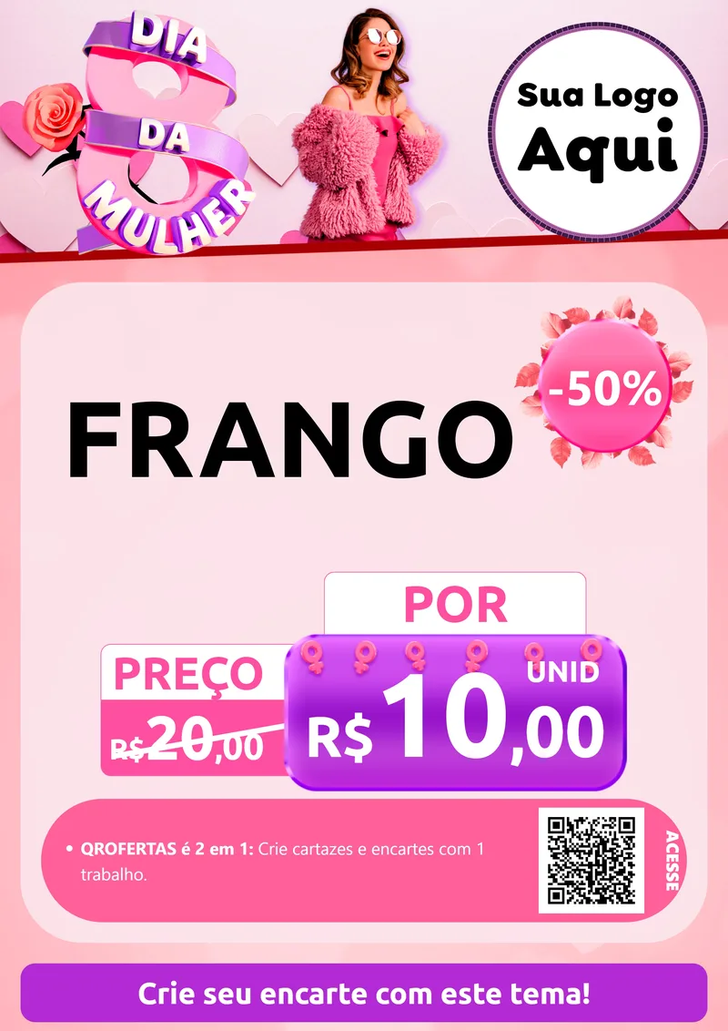 Modelo de Cartaz para Cartaz A4 Vertical com o tema Dia da Mulher para Assados
