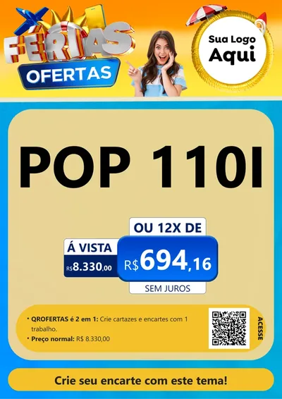 Modelo de Cartaz para Cartaz A4 Vertical com o tema Ofertas - Férias para Concessionaria de Motos