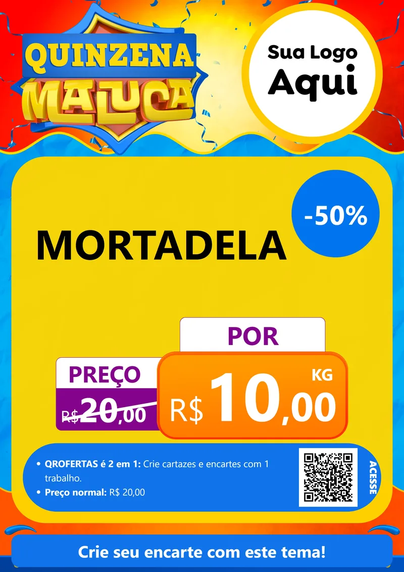 Modelo de Cartaz para Cartaz A4 Vertical com o tema Quinzena Maluca para Frios e Laticínios