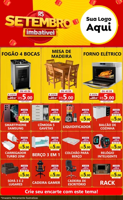 Modelo de Encarte para Encarte Grande com o tema Setembro Imbatível para Móveis e Eletro