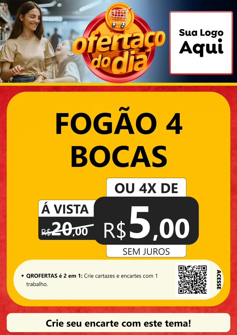Modelo de Cartaz para Cartaz A4 Vertical com o tema Ofertaço Do Dia para Móveis e Eletro