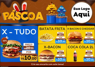 Modelo de Encarte para Encarte A4 Horizontal com o tema Páscoa para Hamburgueria