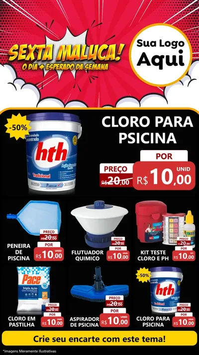 Modelo de Rede Social para Stories com o tema Sexta Maluca! para Produtos para Piscina