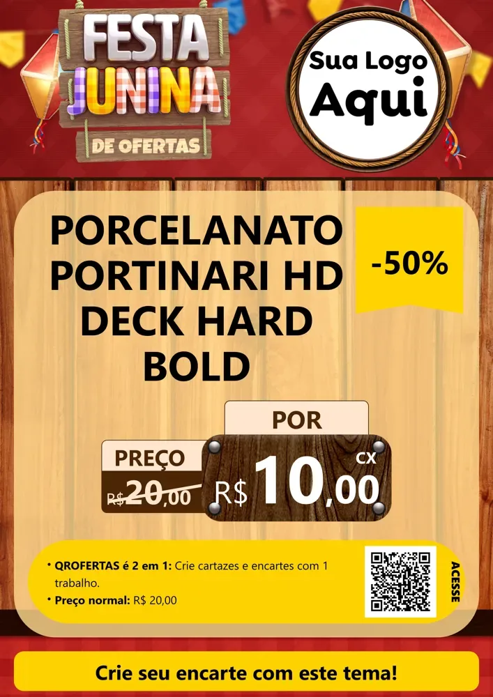 Modelo de Cartaz para Cartaz A4 Vertical com o tema Festa Junina de Ofertas para Pisos e revestimentos