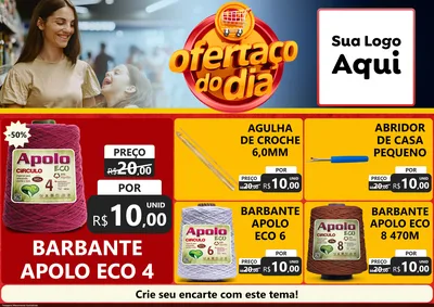 Modelo de Encarte para Encarte A4 Horizontal com o tema Ofertaço Do Dia para Armarinho e Aviamentos