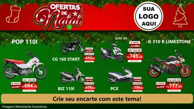 Modelo de TV para TV Horizontal com o tema Ofertas de Natal para Concessionaria de Motos