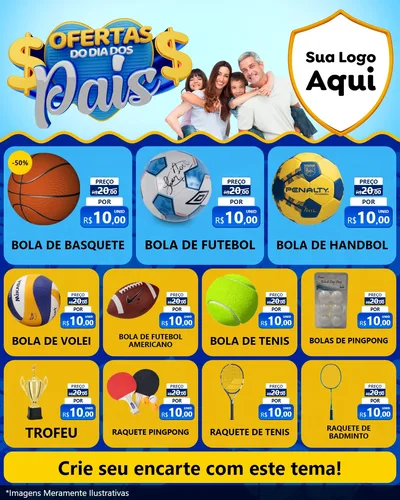 Modelo de Rede Social para Feed Instagram com o tema Ofertas do Dia dos Pais para Artigos Esportivos