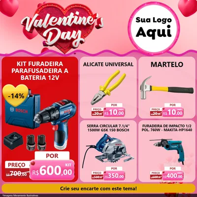 Modelo de Rede Social para Feed Facebook com o tema Valentine's Day para Maquinas e Ferramentas