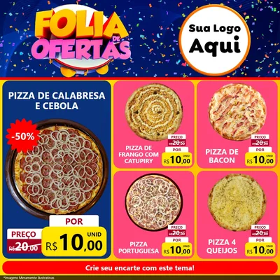 Modelo de Rede Social para Feed Facebook com o tema Folia de Ofertas para Pizzaria