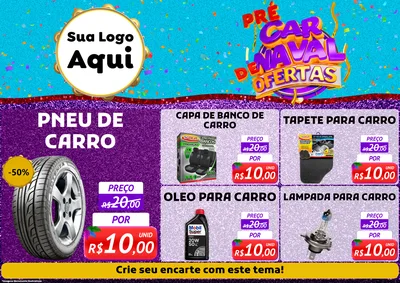 Modelo de Encarte para Encarte A4 Horizontal com o tema Pré Carnaval de Ofertas para Auto peças